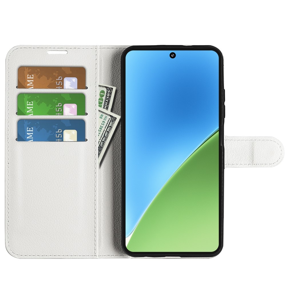 Litchi könyv tok a Xiaomi 15-öshöz - fehér