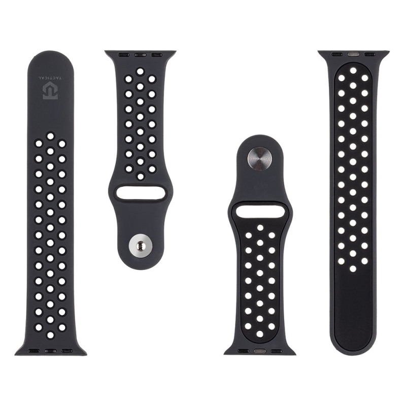 Tactical 839 Dupla szilikon szíj Apple Watch 1/2/3/4/4/5/6/7/8/9/SE 38/40/41mm fekete színű órához