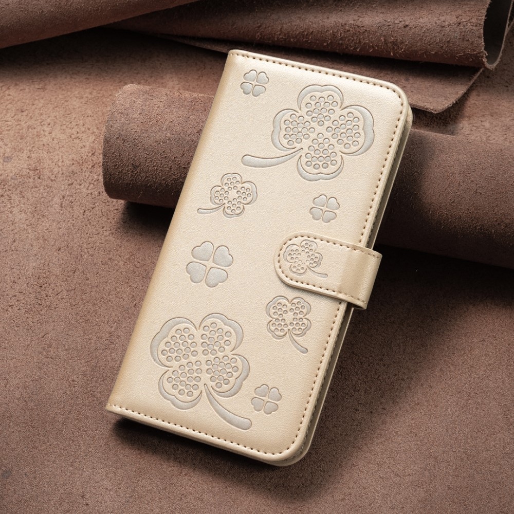 Clover könyv tok Samsung Galaxy A56 5G-hez - arany színű
