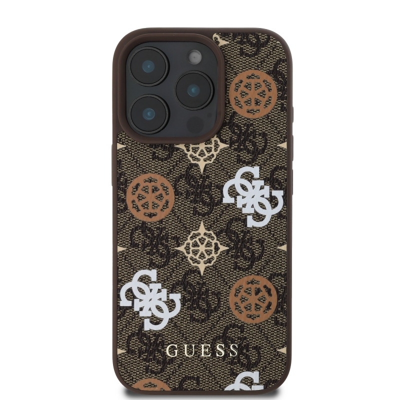 Guess PU 4G bazsarózsa MagSafe hátlap iPhone 16 Pro barna színű készülékhez