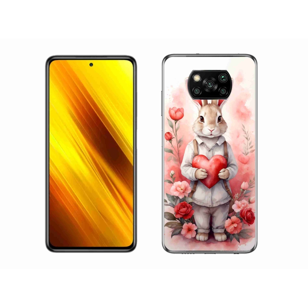 Gél borítás mmCase a Xiaomi Poco X3 Pro számára - nyúl szívvel