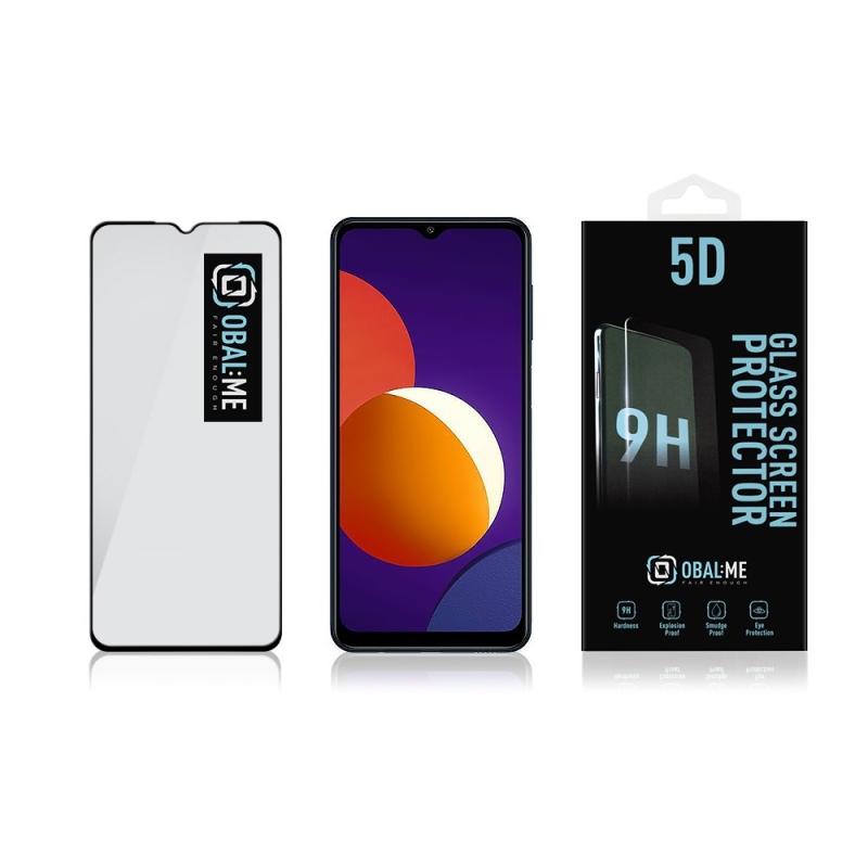 CSOMAG:ME 5D edzett üveg Samsung Galaxy M12/A32 5G/A12/A12/A02s Fekete