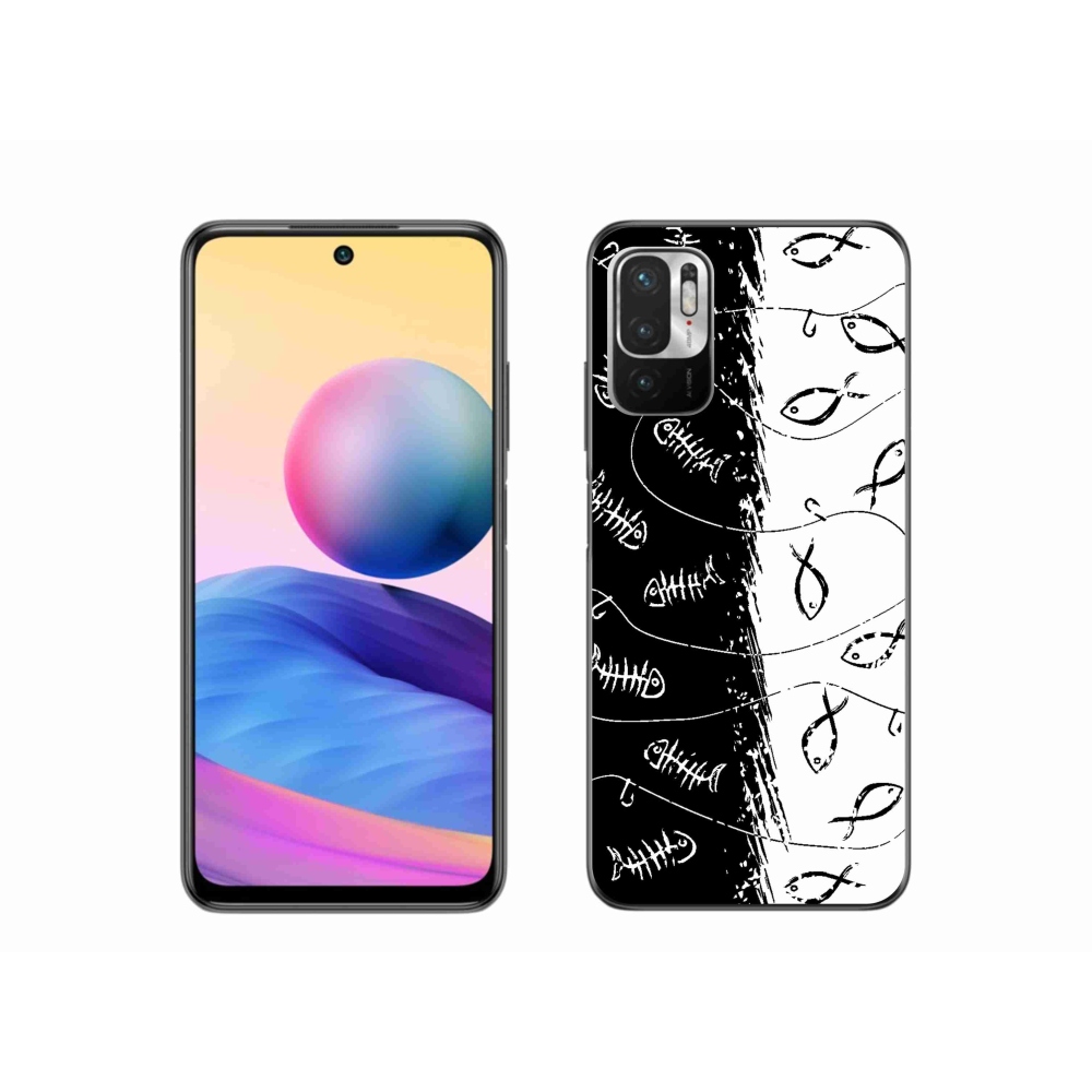 Gél borító mmCase a Xiaomi Poco M3 Pro/5G számára - csontvázak és halak