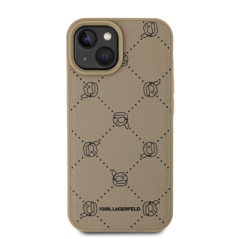 Karl Lagerfeld PU Karl Heads mintás Magsafe hátlap iPhone 15 bézs színű iPhone 15-hez
