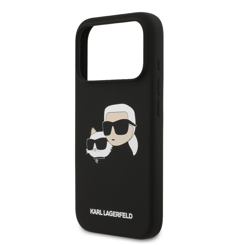 Karl Lagerfeld folyékony szilikon dupla fejű MagSafe hátlap iPhone 17 Pro fekete színűre