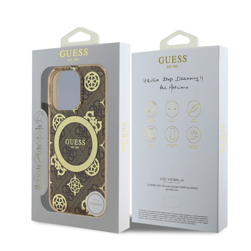 Guess IML 4G Peony MagSafe hátlap iPhone 16 Pro barna színű iPhone 16 Pro készülékre