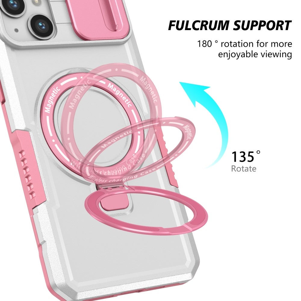 Fulcrum tartós borító kameravédelemmel és MagSafe funkcióval iPhone 14 készülékhez - rózsaszín/fehér