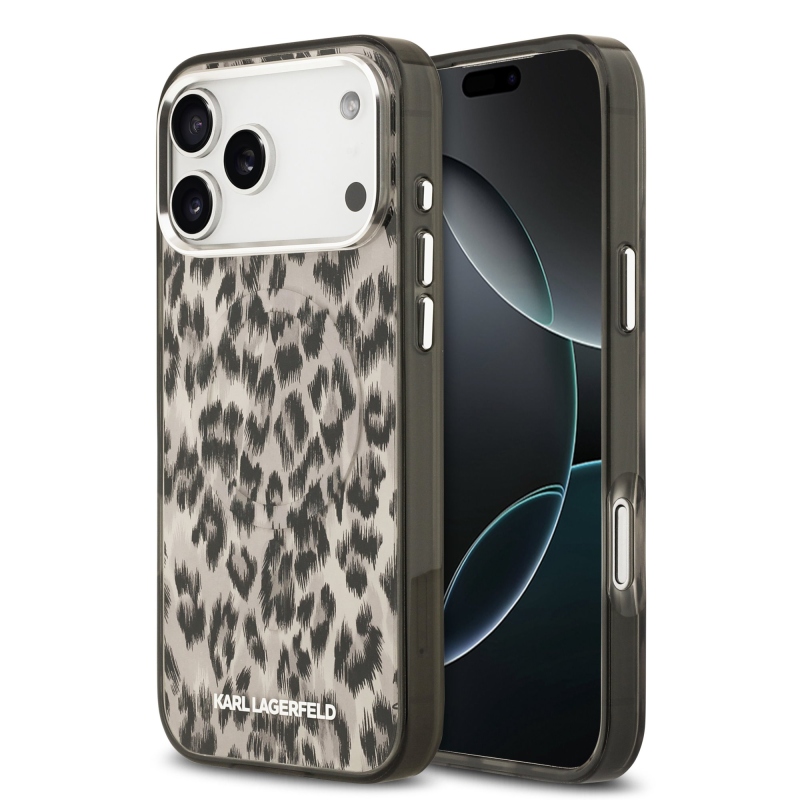 Karl Lagerfeld IML Leopard MagSafe hátlap iPhone 17 Pro Maxhoz, barna