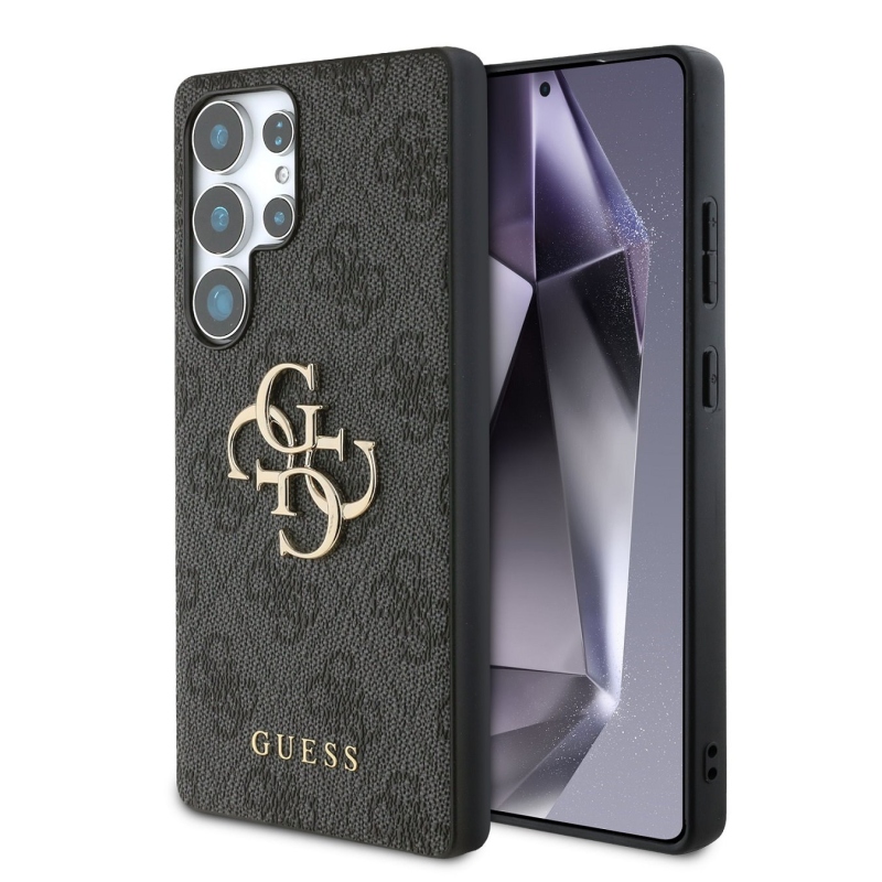 Guess PU 4G fém logós hátlap Samsung Galaxy S25 Ultra szürke