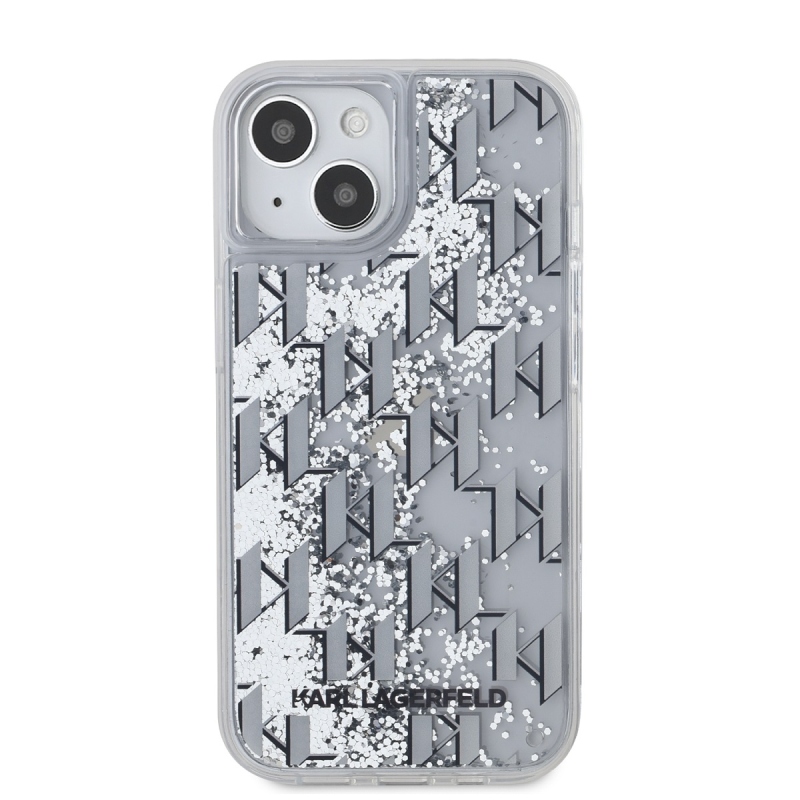 Karl Lagerfeld Liquid Glitter Monogram Monogram Gradient Back Cover for iPhone 15 Fehér