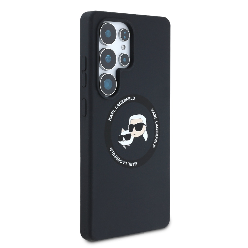 Karl Lagerfeld Liquid Silicone K&CH Heads MagSafe hátlap Samsung Galaxy S25 Ultra fekete