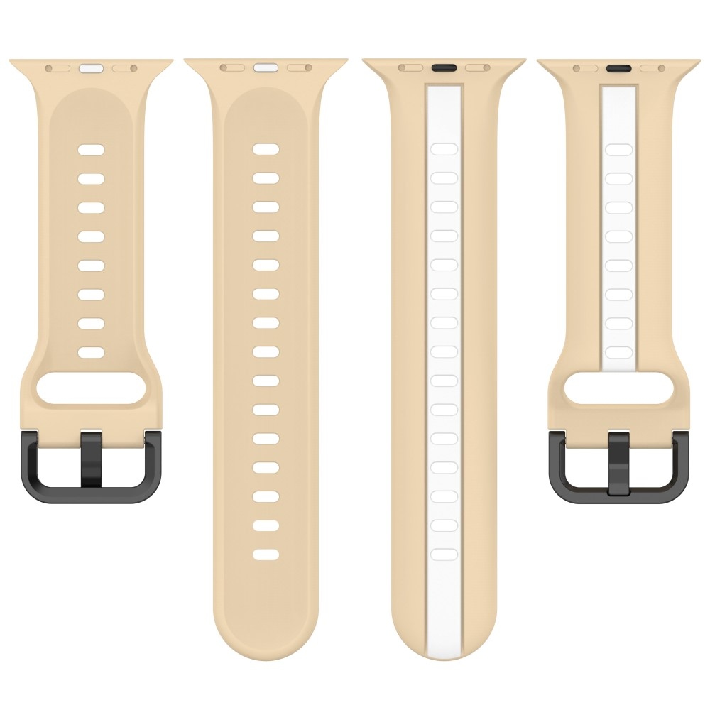 Szíj szilikon szíj Apple Watch Ultra/Ultra 2 49mm/SE/SE 2022/2023 44mm/9/8/7 45mm/6/5/4 44mm/3/2/1 42 mm - khaki/fehér