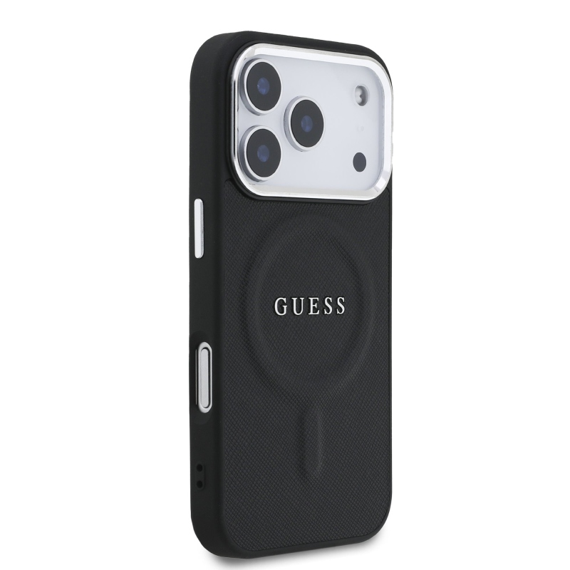 Guess PU Saffiano MagSafe MagSafe hátlap iPhone 17 Pro Fekete