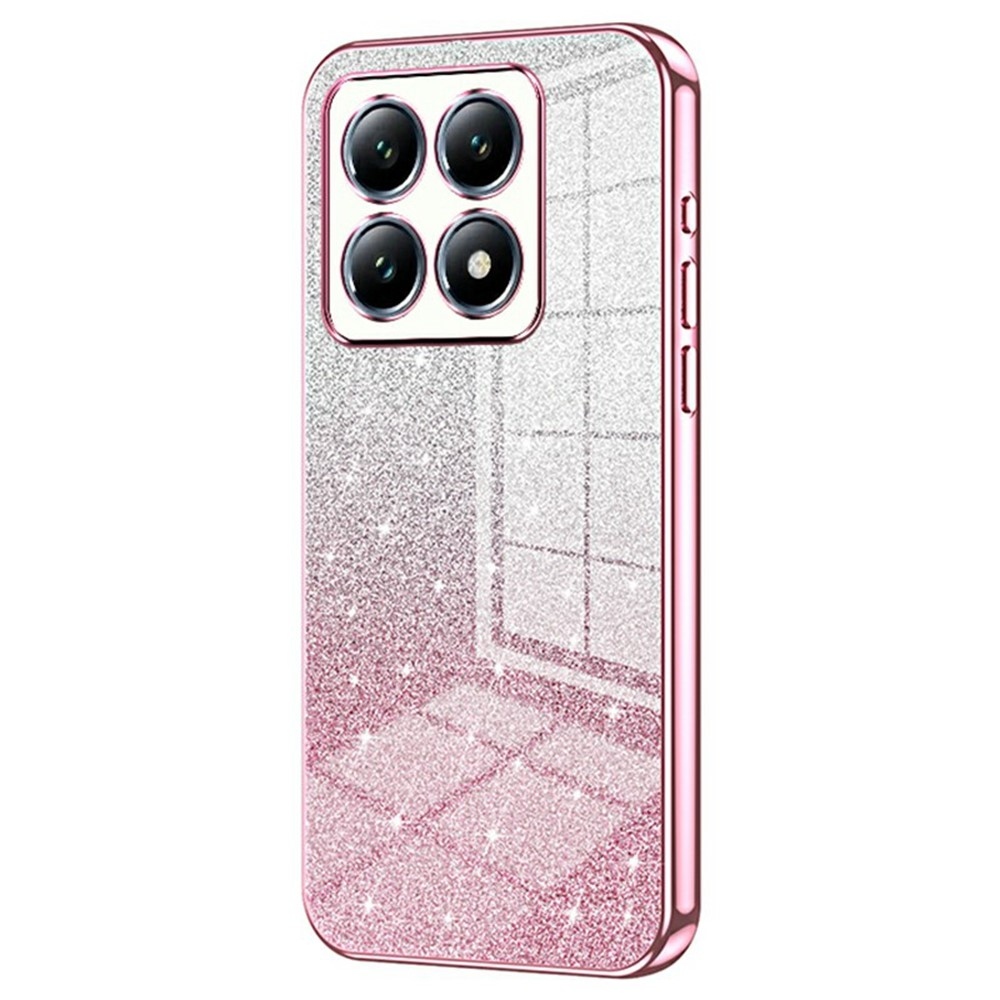 Vágott zselés csillogó tok a Xiaomi 14T Pro-hoz - rózsaszínű