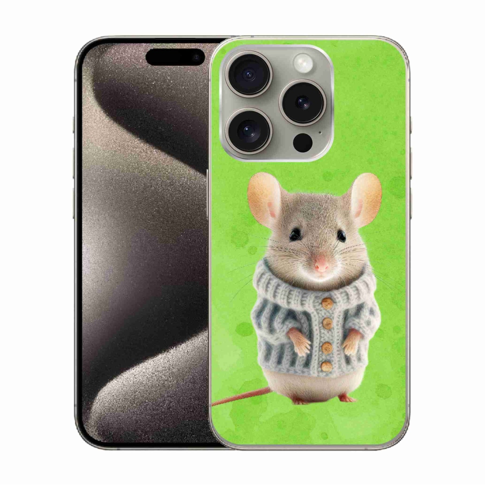 Gél borítás mmCase iPhone 15 Pro készülékhez - egér pulóverben