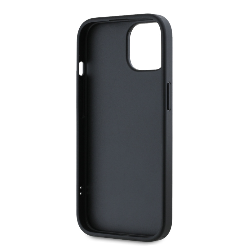 Karl Lagerfeld PU Saffiano Athleisure csíkos és pántos hátlapi borító iPhone 15 rózsaszínű készülékhez