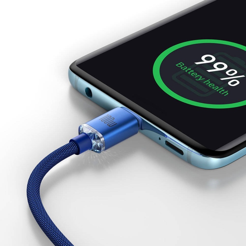 Baseus CAJY000603 Crystal Shine sorozatú adatkábel USB-C - USB-C 100W 1.2m kék
