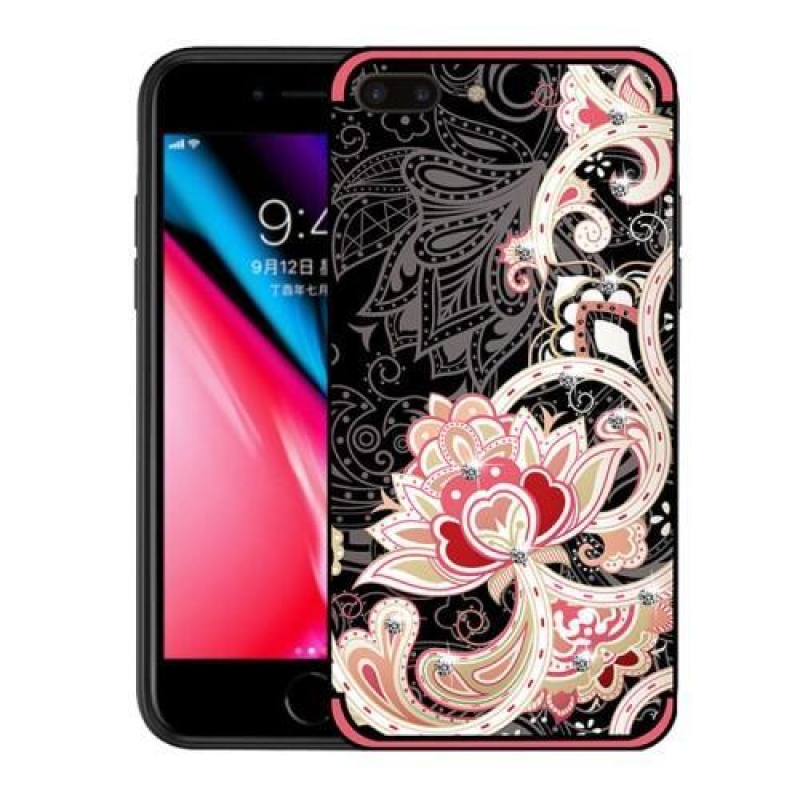 Egyedi díszített zselés tok iPhone 7 Plus és iPhone 8 Plus készülékhez - piros színben