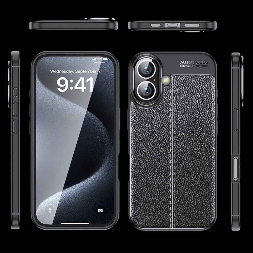 Litchi tartós zselés tok iPhone 16 Plus készülékhez - fekete