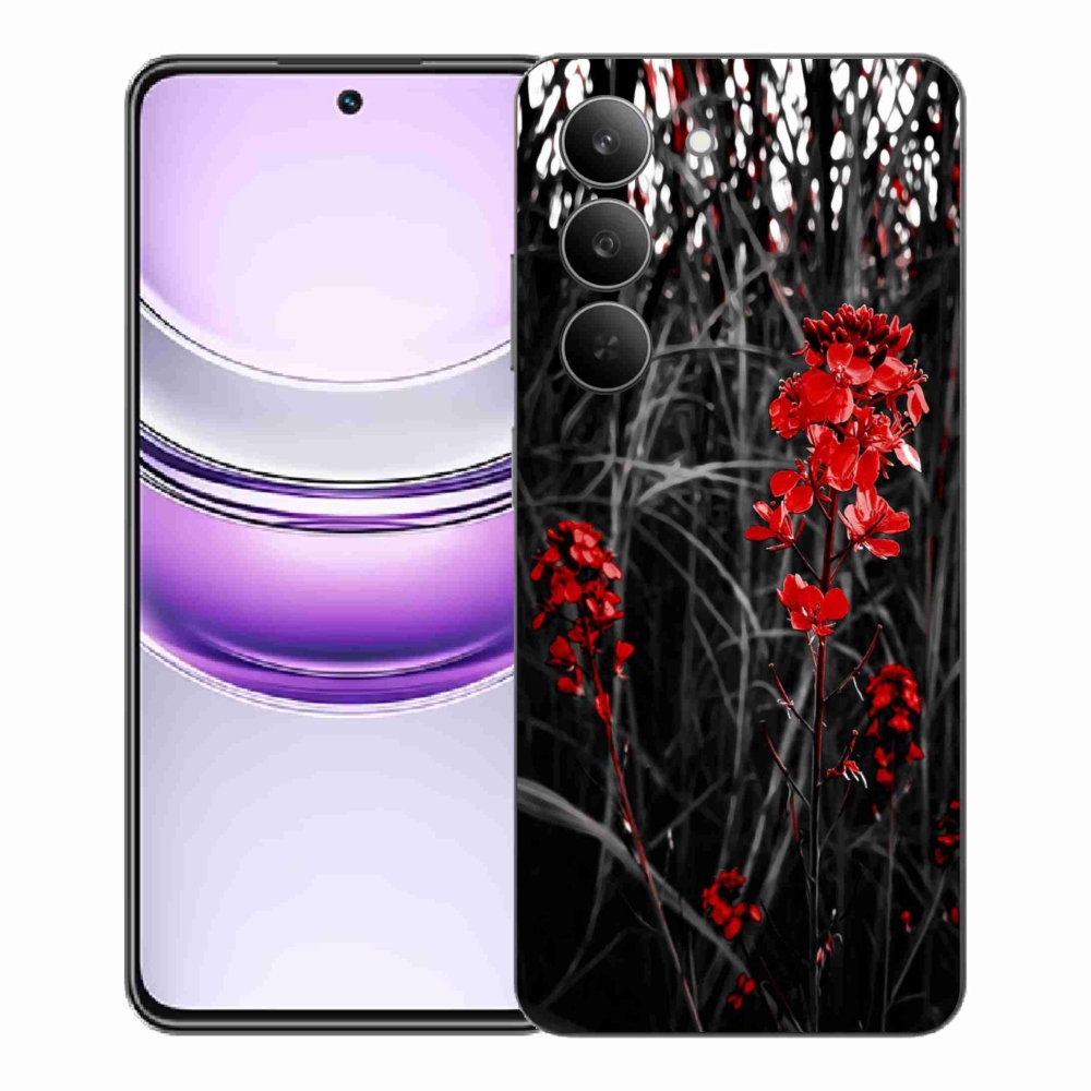 Gél borító mmCase a Realme 14x 5G készülékhez - piros növény
