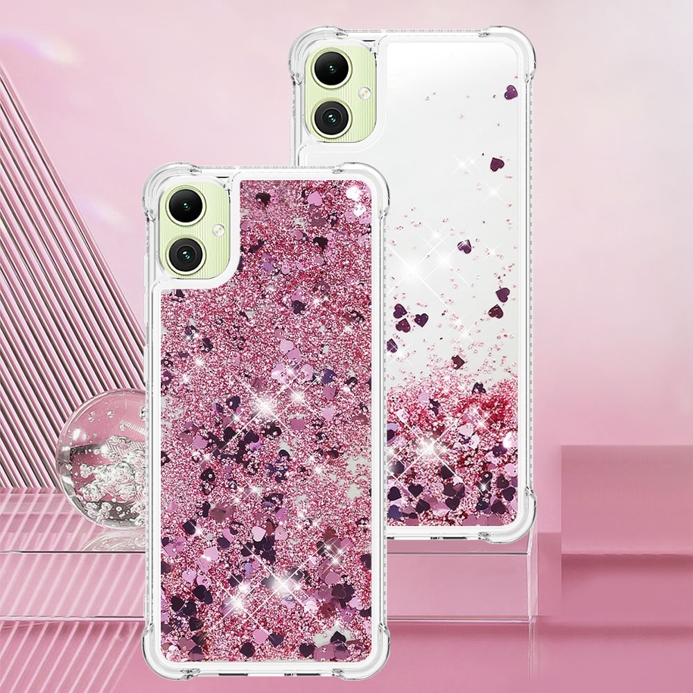 Glitter homokóra zselés tok Samsung Galaxy A06 4G - rózsaarany/szív