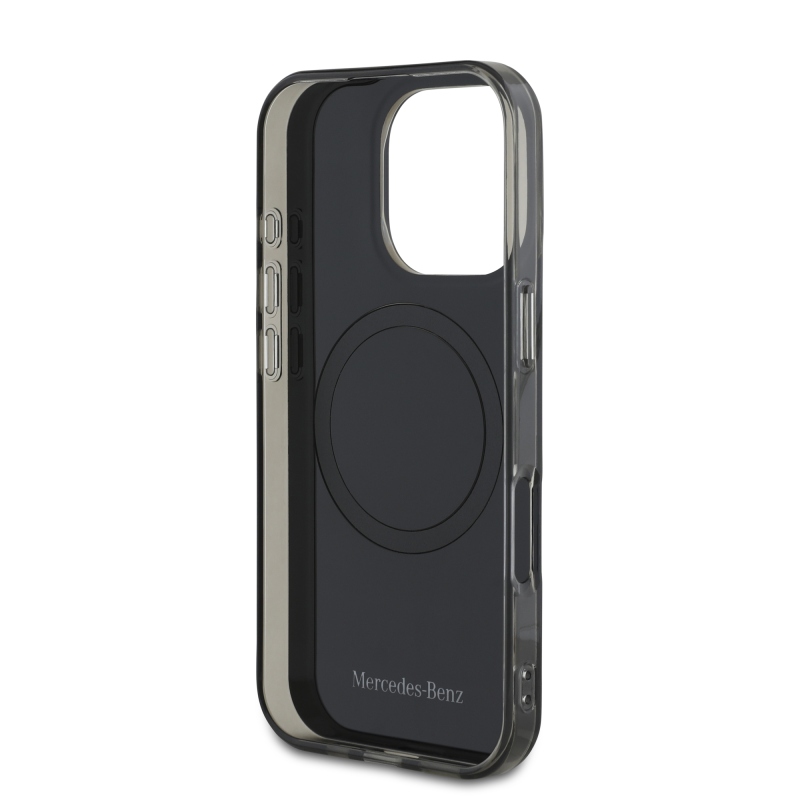 Mercedes PC/TPU kétrétegű MagSafe hátlap iPhone 16 Pro fekete/ezüst színű borítóhoz