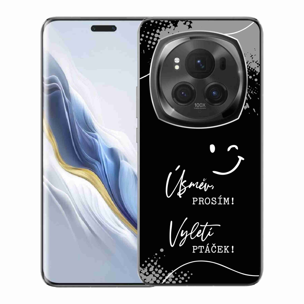 Gél borító mmCase a Honor Magic 6 Pro 5G készülékhez - vicces szöveg 4 fekete háttérrel