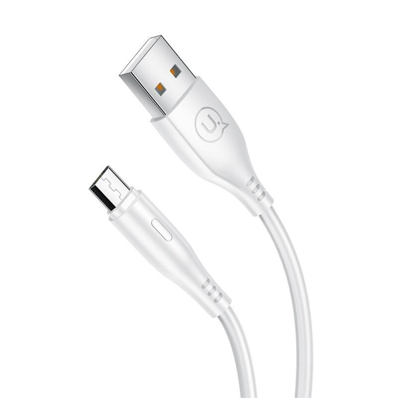 USMS töltő és csatlakozó micro USB kábel 1m töltéshez és szinkronizáláshoz - fehér