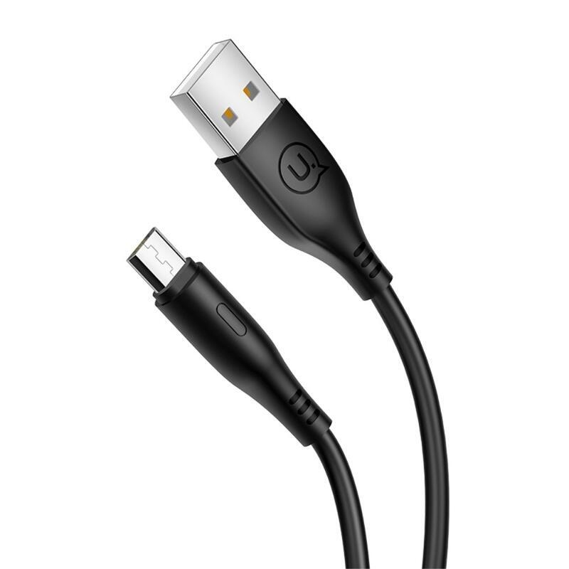 USMS töltő- és csatlakozó micro USB kábel 1m töltéshez és szinkronizáláshoz - fekete