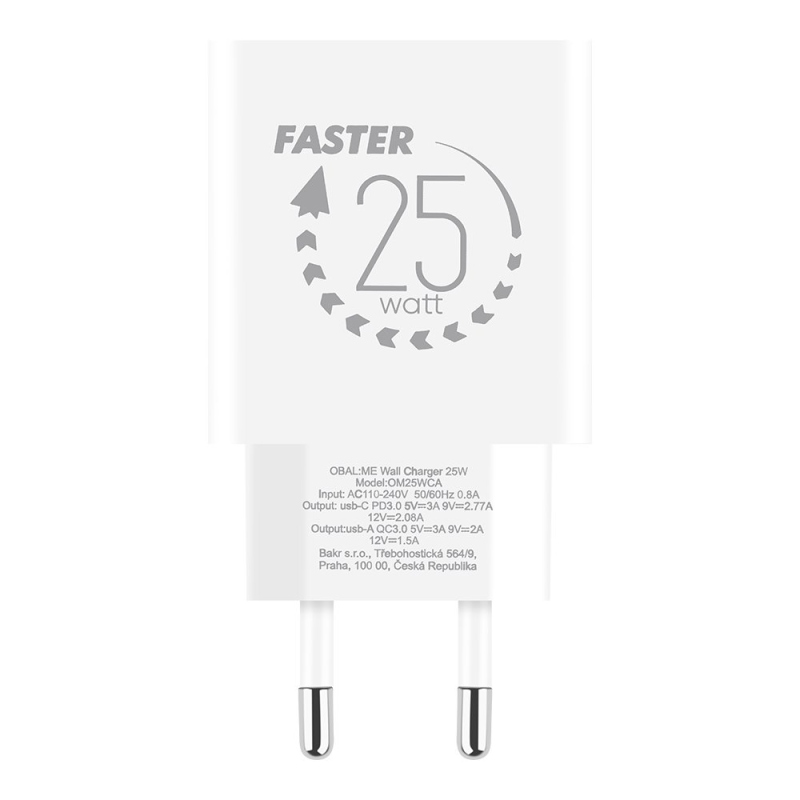 Csomag:ME utazási töltő USB-A + USB-C 25W fehér