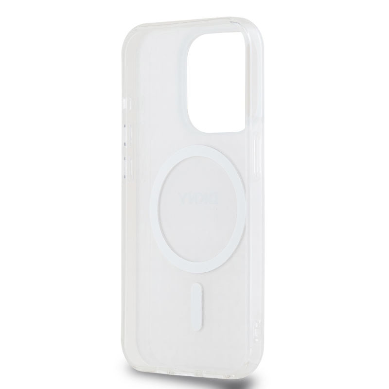 DKNY PC/TPU ismétlődő mintás tonális csíkos Magsafe hátlap iPhone 13 Pro rózsaszínhez