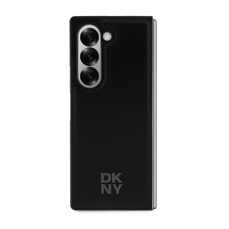 DKNY PU bőr Stack Logo MagSafe hátlap a Samsung Galaxy Z Fold 6-hoz Fekete fekete