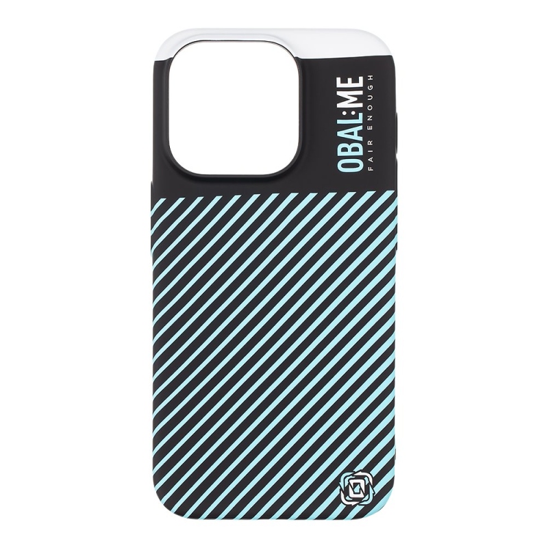 Borító:ME Flossy Stripes borító Apple iPhone 15 Pro fekete/tejkék színű készülékhez
