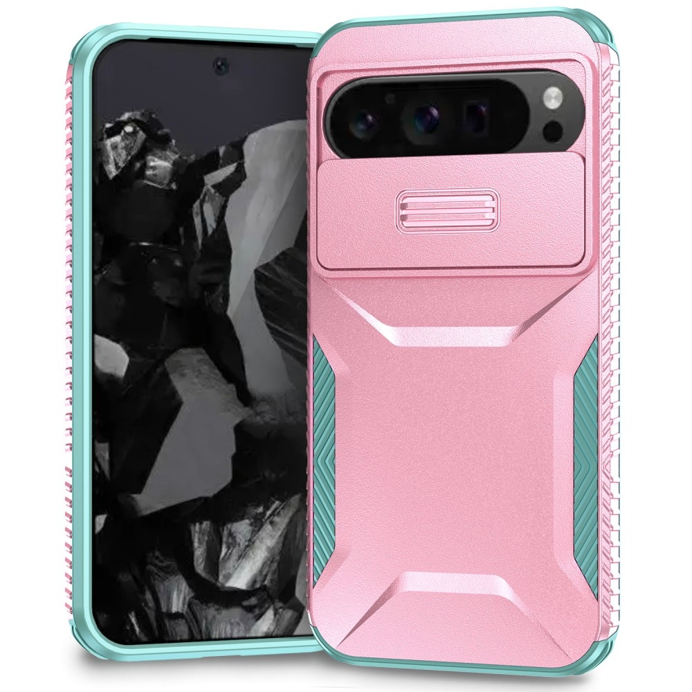 Fedél ellenálló borítás a Google Pixel 9 Pro XL-hez - rózsaszín/kék-zöld