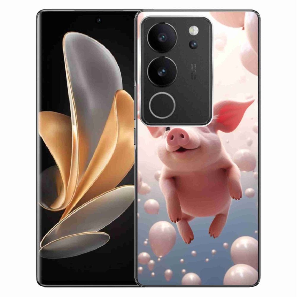 Gél borító mmCase a Vivo V29 5G-hez - malac lufikkal