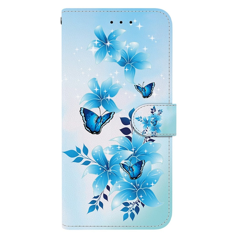 Sokoldalú könyvtáska Xiaomi Redmi 15 4G (171mm) - kék pillangókhoz