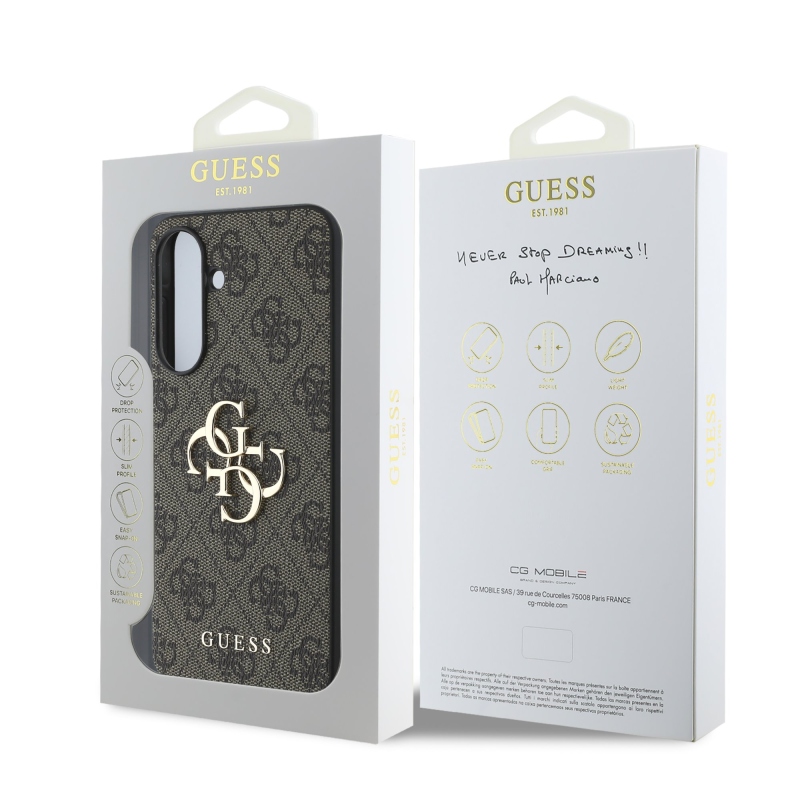 Guess PU 4G fém logó hátlap Samsung Galaxy A56 barna