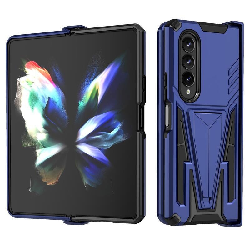 V-alakú, tartós hibrid borító felhajtható állvánnyal Samsung Galaxy Z Fold4 5G készülékhez - kék