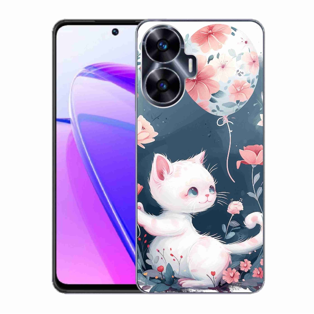 Gél borító mmCase a Realme C55 készülékhez - cica lufival