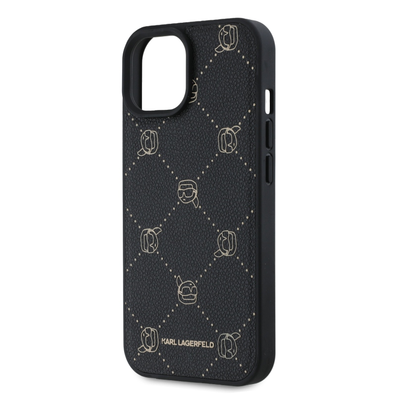 Karl Lagerfeld PU Karl fejek mintás Magsafe hátlap iPhone 15 fekete