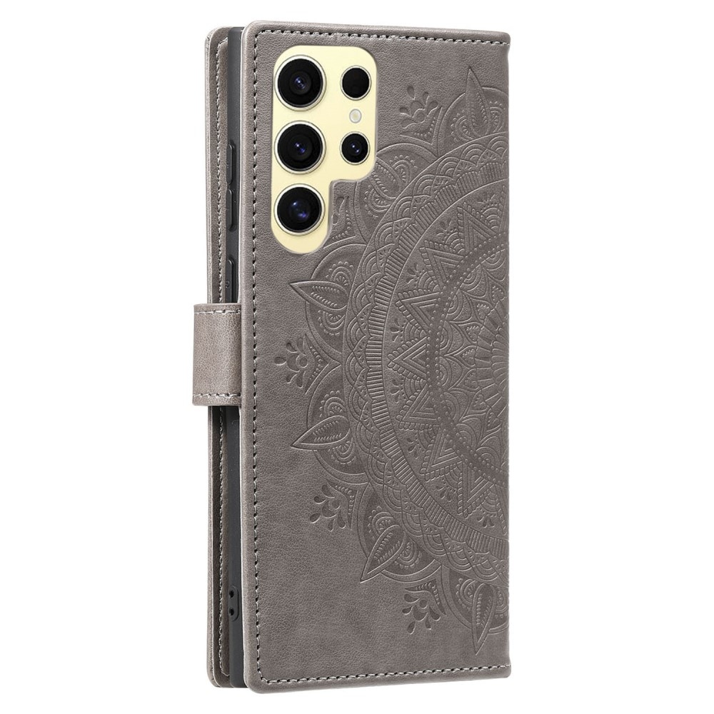 Mandala könyv tok Samsung Galaxy S25 Ultra készülékhez - szürke