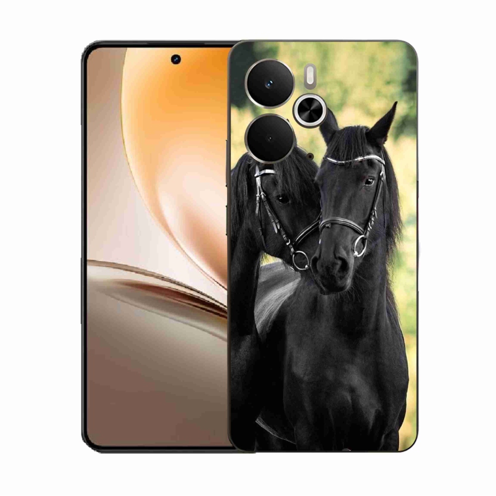 Gél borítás mmCase a Realme 14 5G számára - két fekete ló