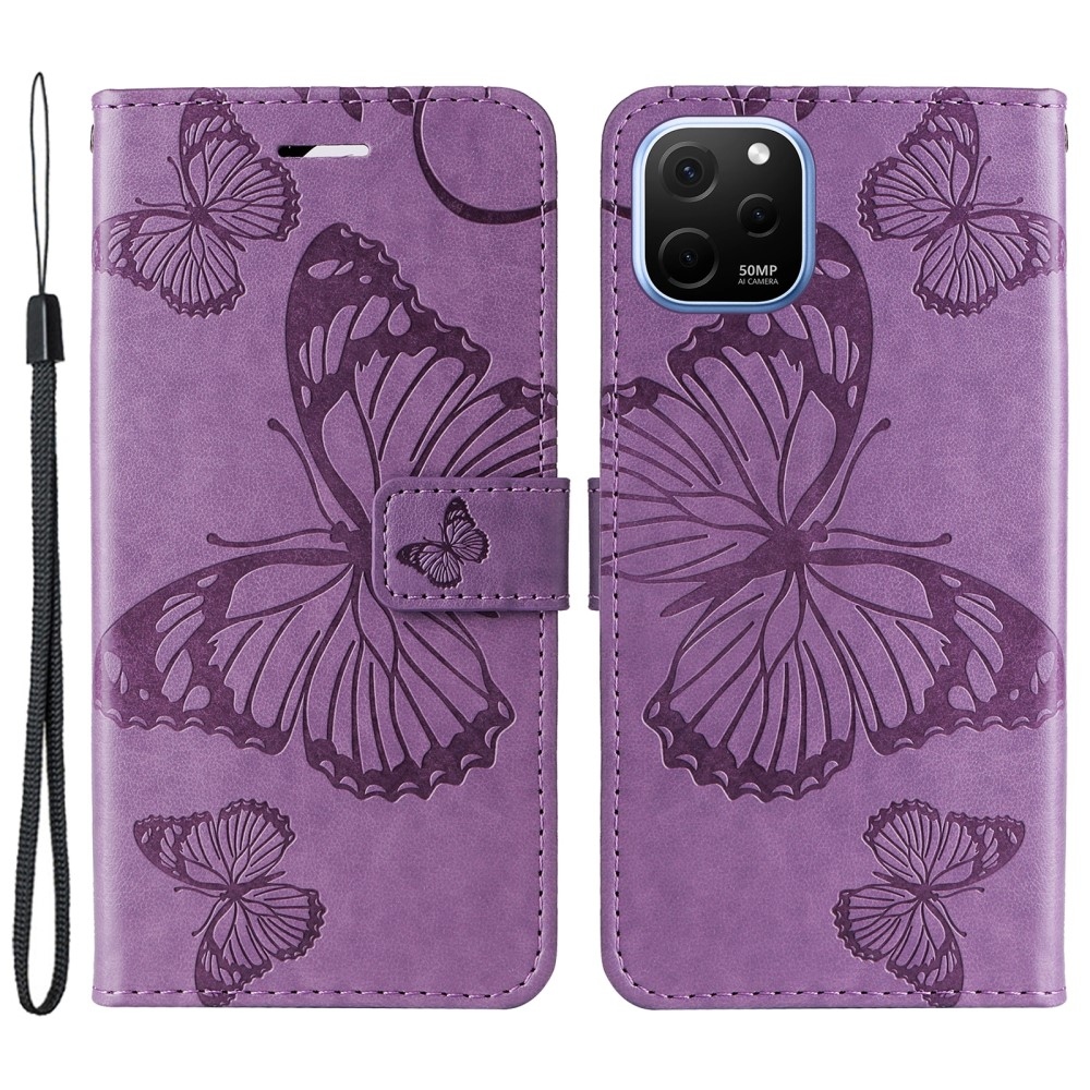 Nagy pillangó könyv tok Huawei Nova Y61-hez - lila