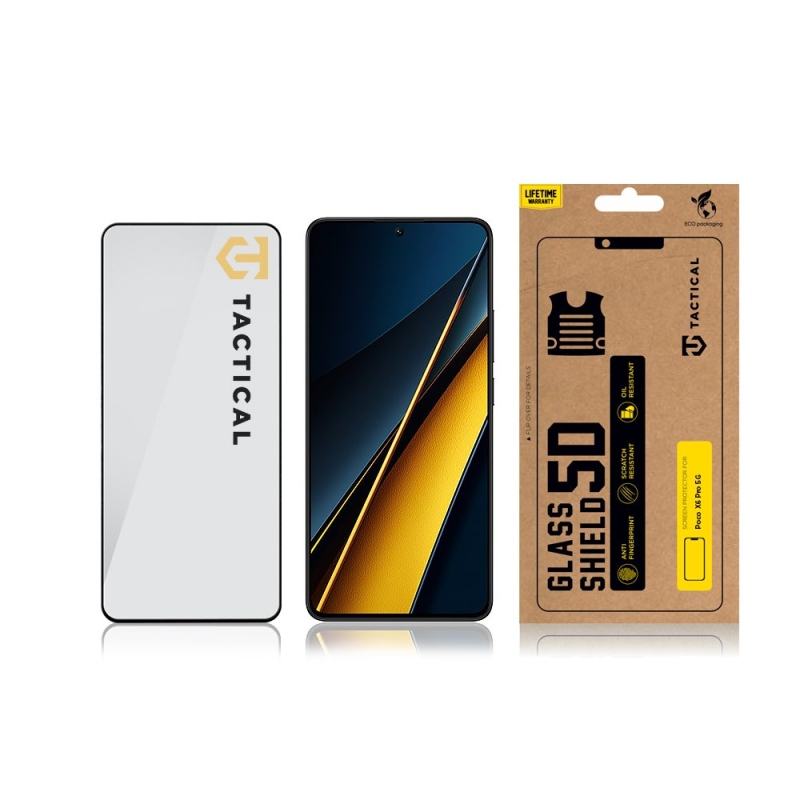 Taktikai üvegpajzs 5D üveg a Poco X6 Pro 5G Fekete számára