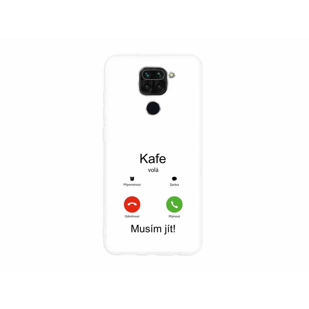 Gél borító mmCase a Xiaomi Redmi Note 9-hez - kávé hívások fehér háttérrel
