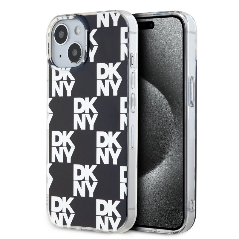DKNY PC/TPU kockás mintás hátsó borító iPhone 14 készülékhez Fekete