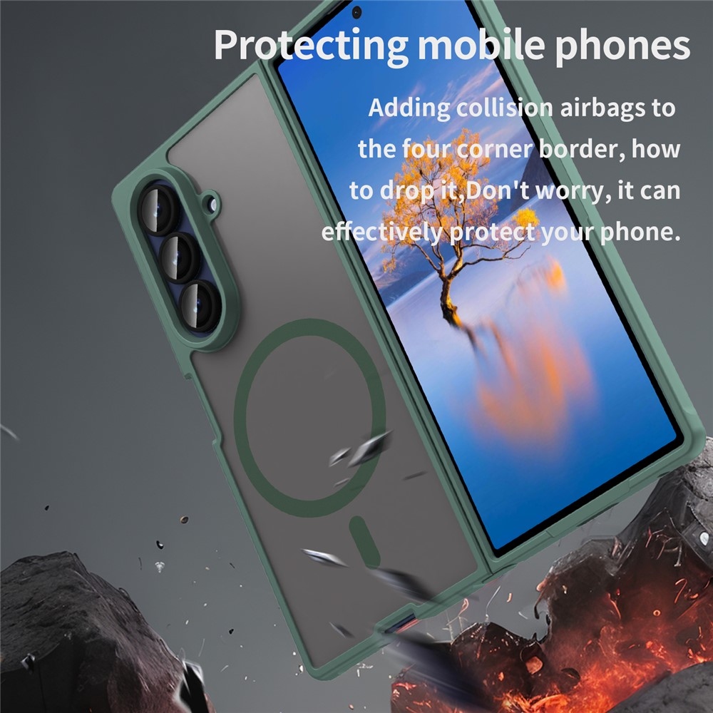 Matt zselés tok MagSafe tok a Samsung Galaxy Z Fold7 5G készülékre - zöld