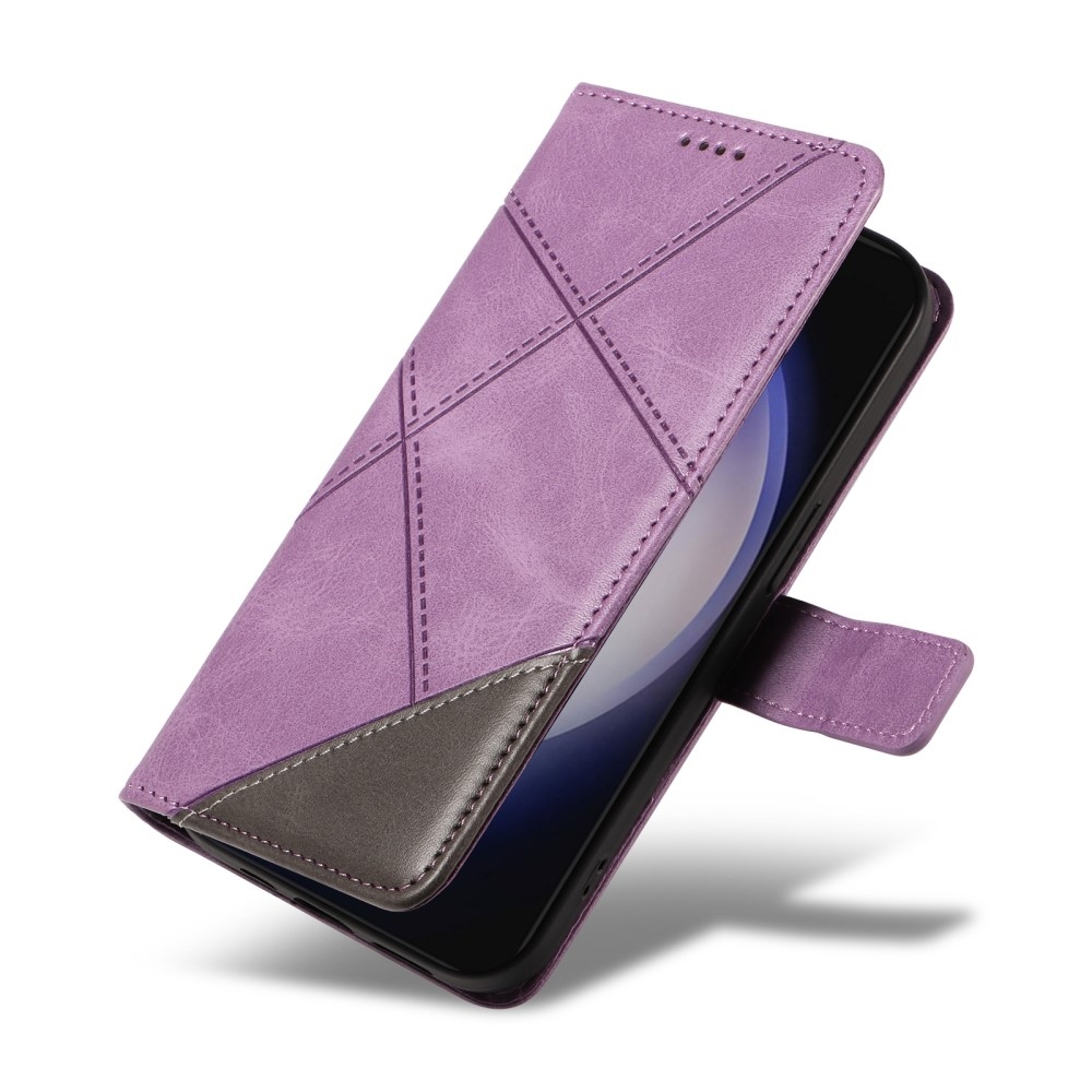 Háromszög alakú könyvtáska Samsung Galaxy S24+/S25+ készülékhez - lila