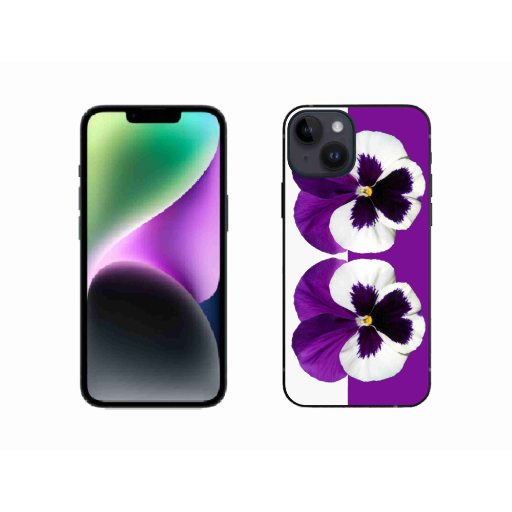 Gél borítás mmCase iPhone 14 készülékhez - lila és fehér virág