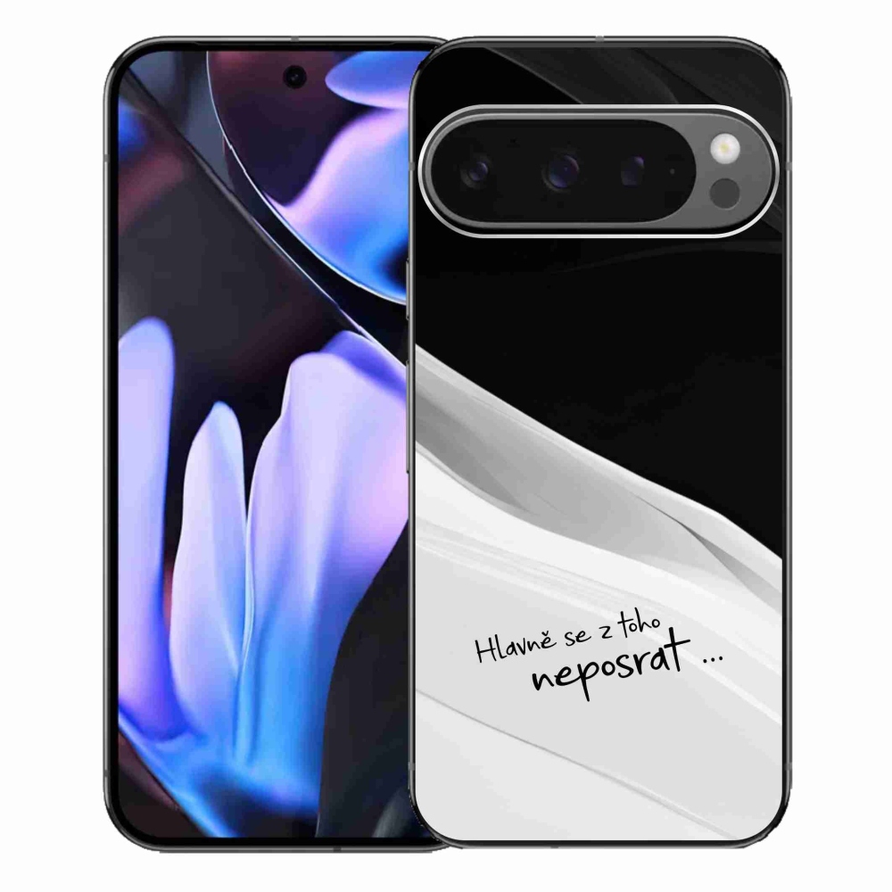 Gél borítás mmCase a Google Pixel 9 Pro XL-hez - vicces szöveg 13 fekete és fehér háttérrel